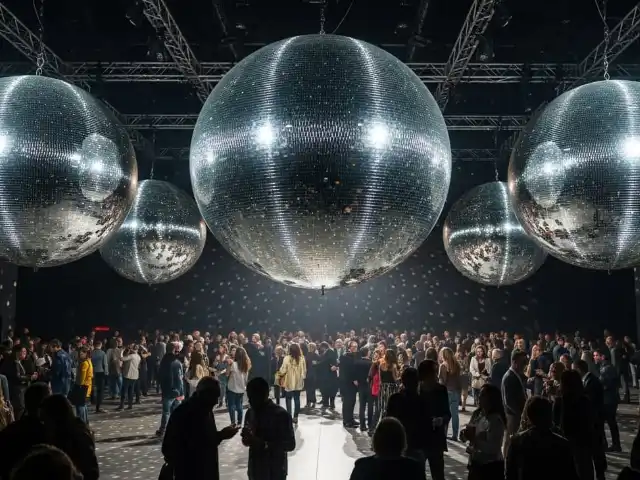 Bolas disco gigantes con instalación profesional y grúa certificada