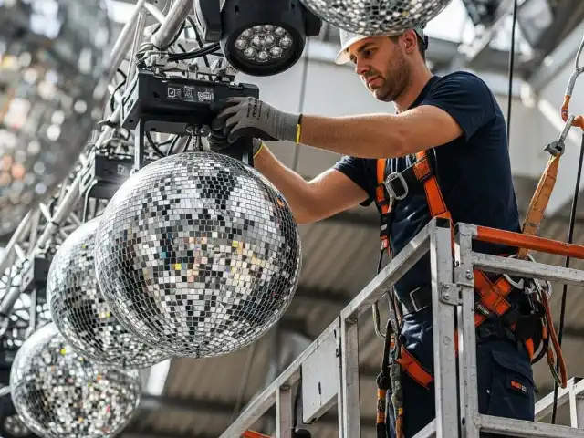 Instalación de bolas disco para eventos